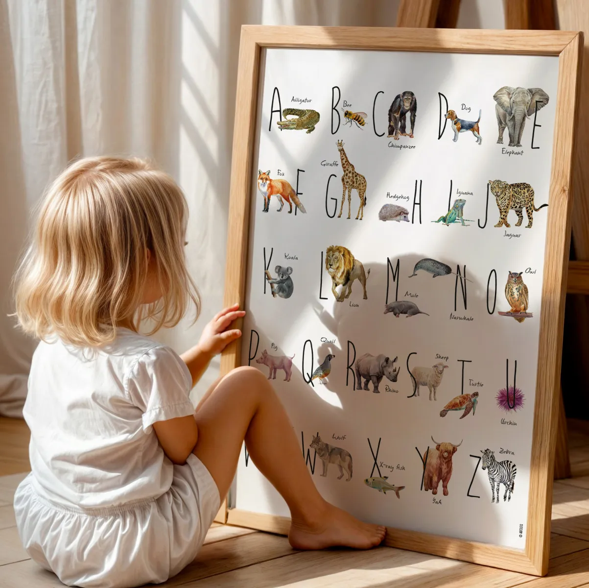 Abcleg Plakat - Engelsk alfabet plakat med dyr-B2 (50 x 70) UKalfabetpl-B2