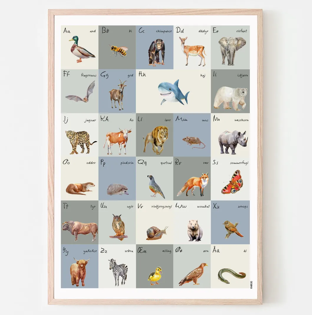 Abcleg Plakat - ABC med dyr Ocean pldyrocean