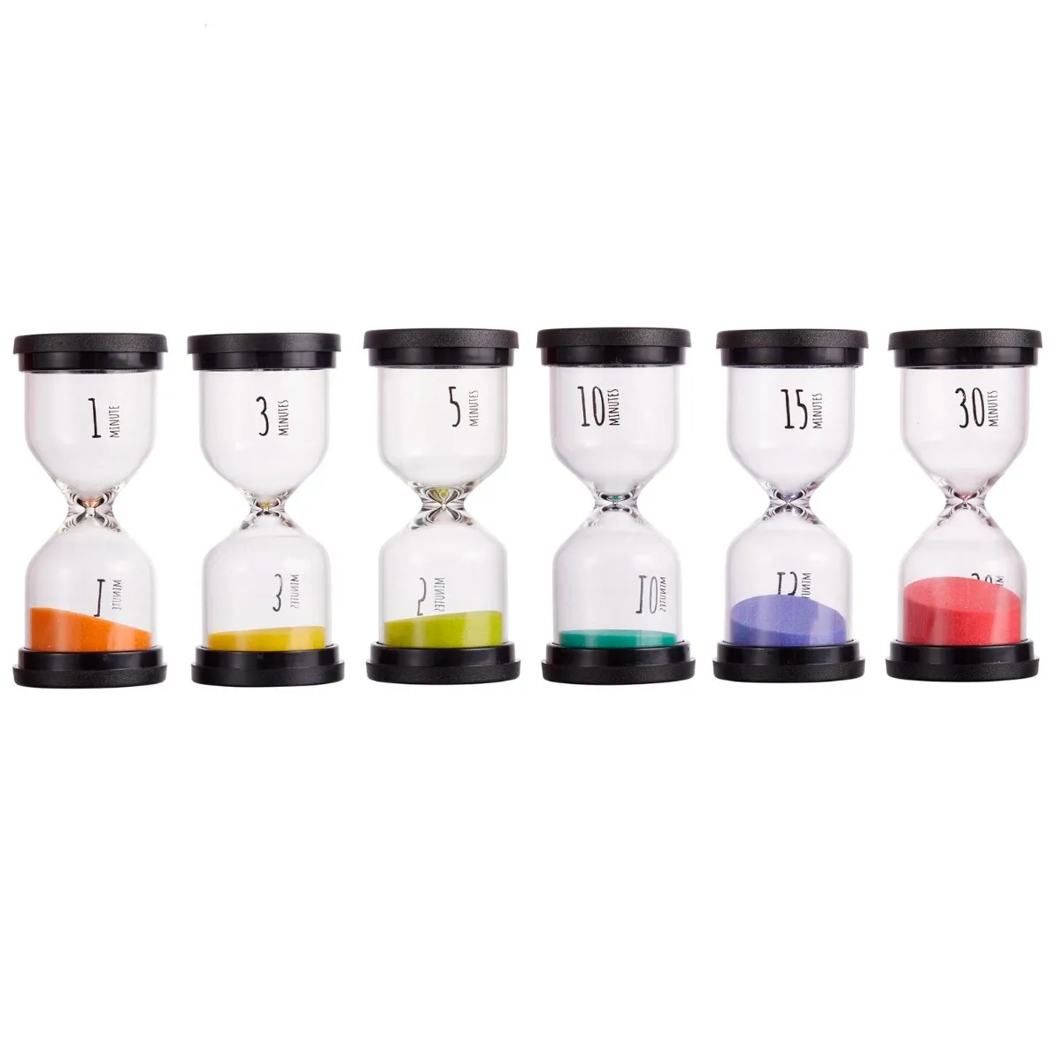 Timeglas Sæt - 1, 3, 5,1 0, 15 og 30 minutter PT091