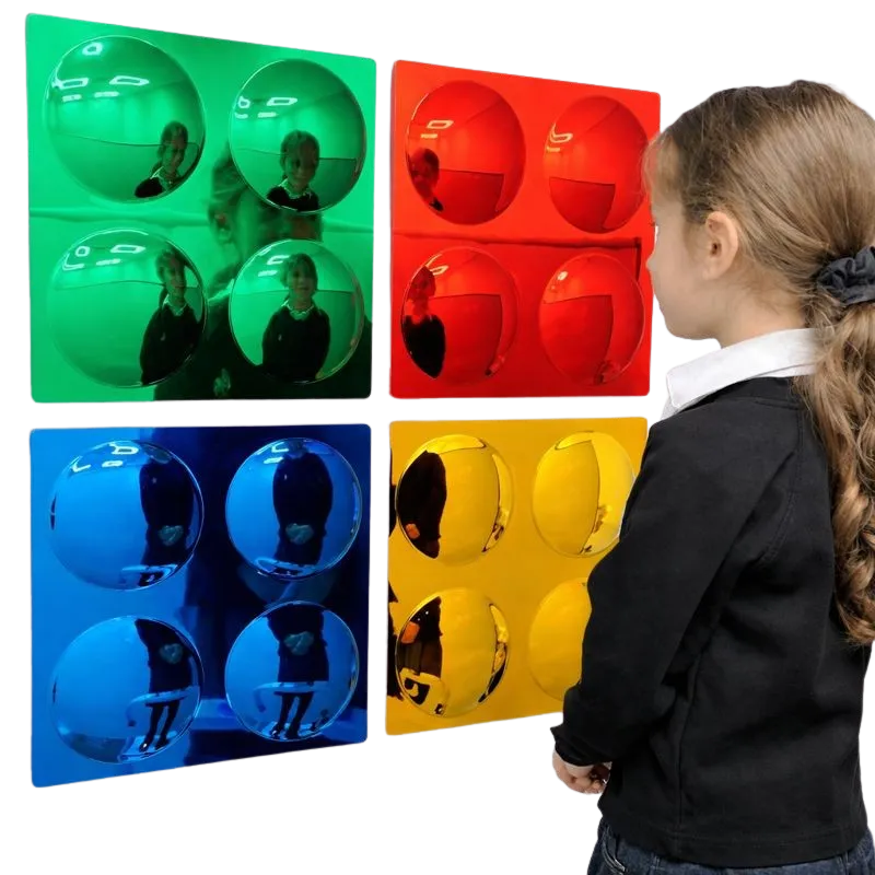 Konvekse spejle med farve 4 stk. - 33 cm x 33 cm X-000279