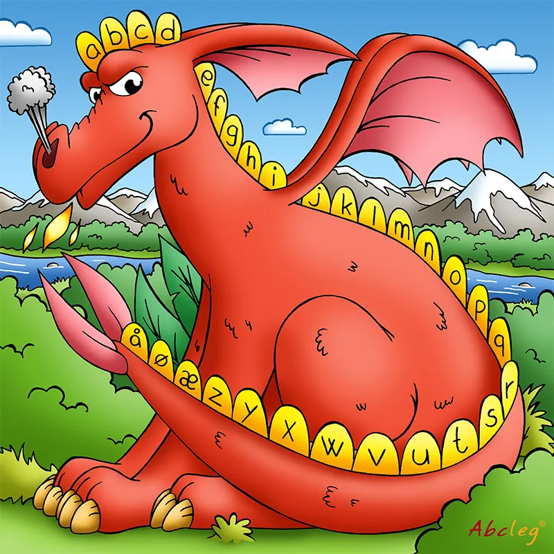 Abcleg Læringstæppe - ABC Dragen Små bogstaver - 120 x 120 cm. 99-500185