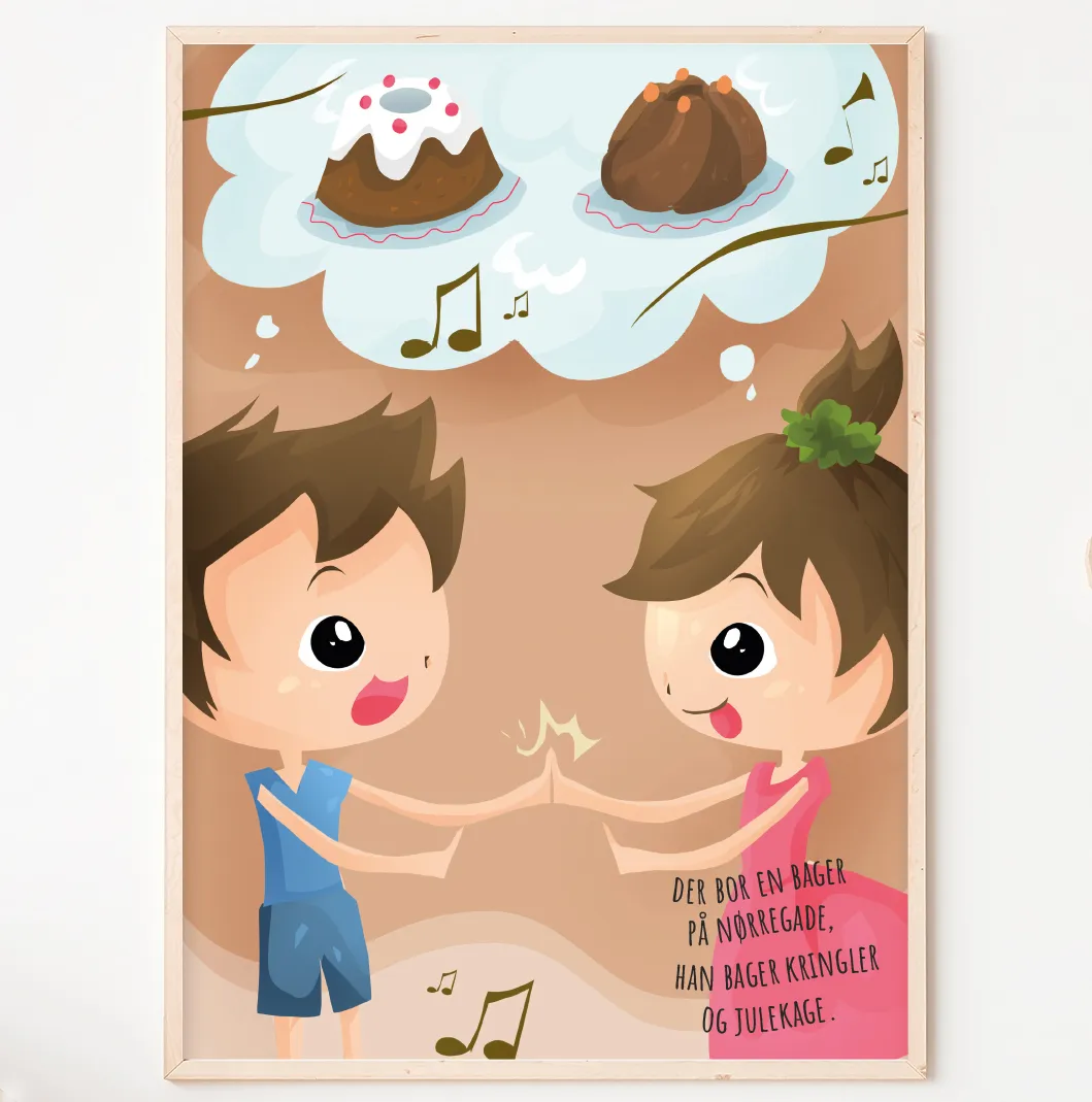 Abcleg Plakat -  Der bor en bager 50 x 70 cm m. tekst Klapper50x70