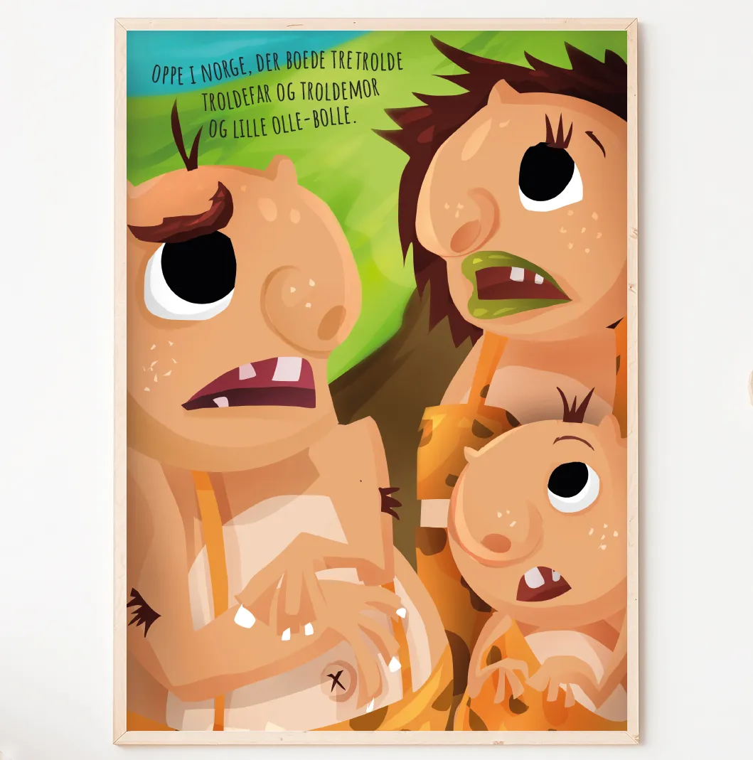 Abcleg Plakat - Oppe i Norge 50 x 70 cm m. tekst Trolde50x70