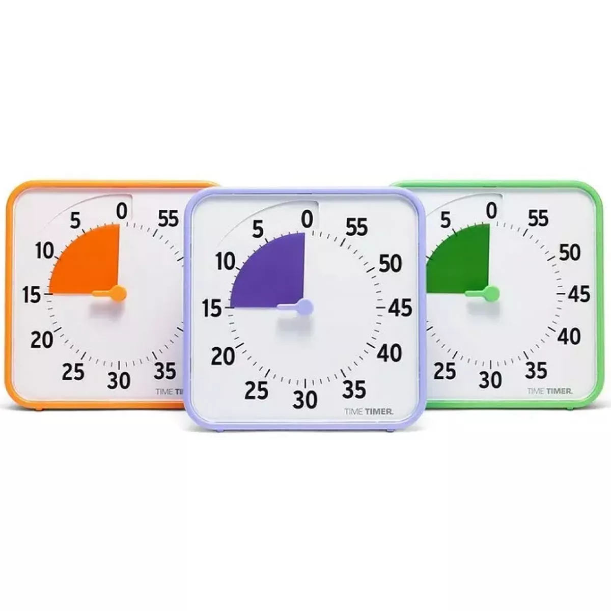 Time Timer Medium - Klassesæt 3 stk. Orange, lilla, grøn TT08B-SEC3-W